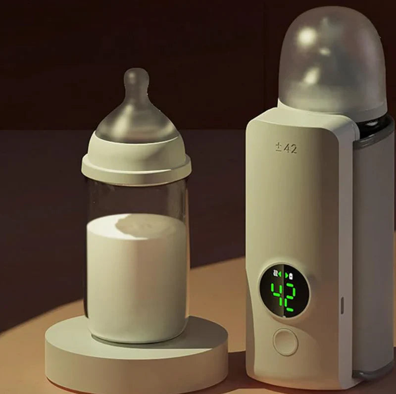 Draagbare Baby Flesverwarmer – 6 Instelbare Warmtestanden & Temperatuurregeling voor Onderweg