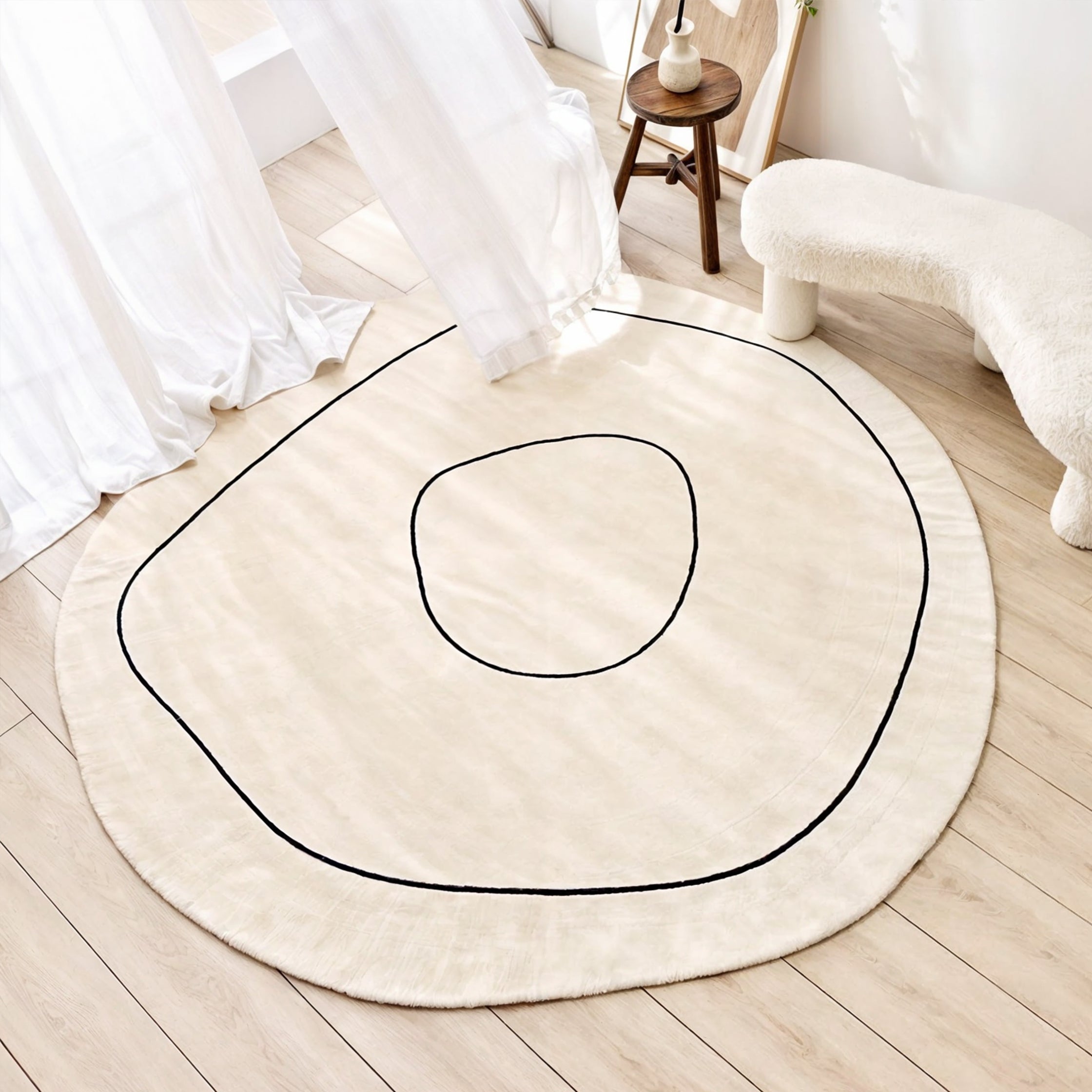 CozyNest Tapijt: Uniek kortpolig wollen vloerkleed met modern design voor elke ruimte