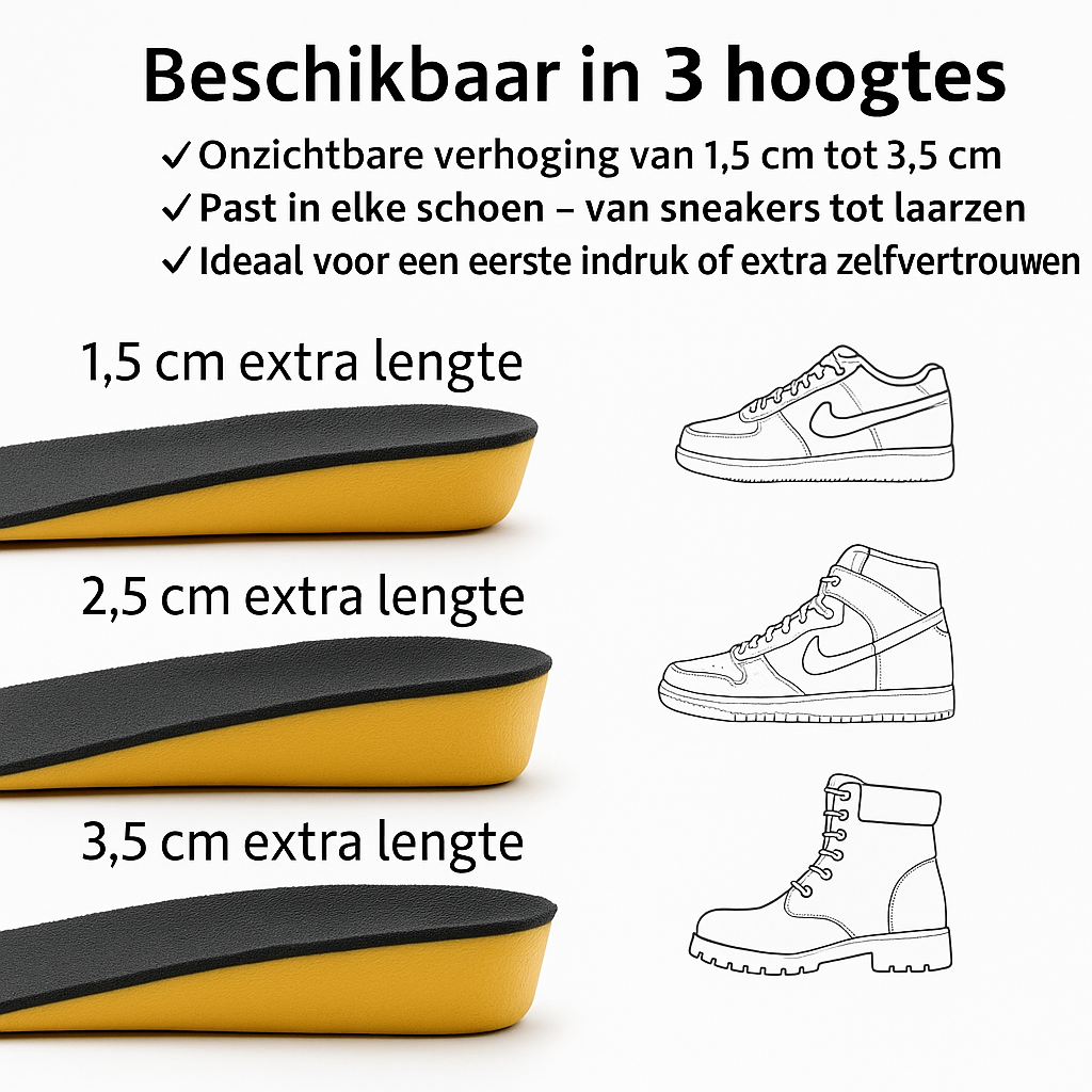 Onzichtbare Verhoger Inlegzolen – Comfortabel en Zelfverzekerd – Verstelbaar
