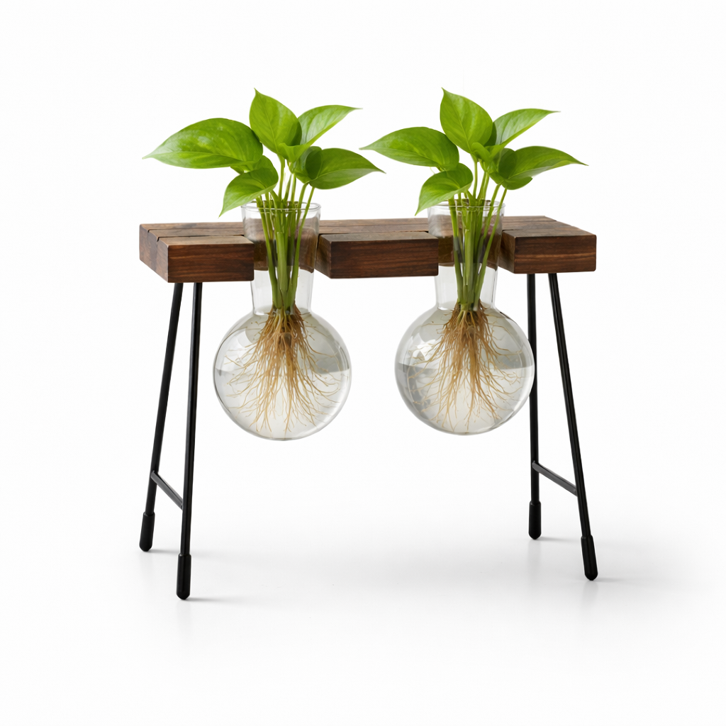 Visconte | Glazen Vaas | Transparant glas, hydroponisch ontwerp, decoratieve bloemenvaas voor woonkamer en bureau