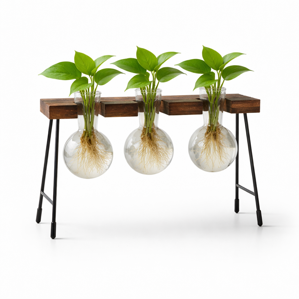 Visconte | Glazen Vaas | Transparant glas, hydroponisch ontwerp, decoratieve bloemenvaas voor woonkamer en bureau
