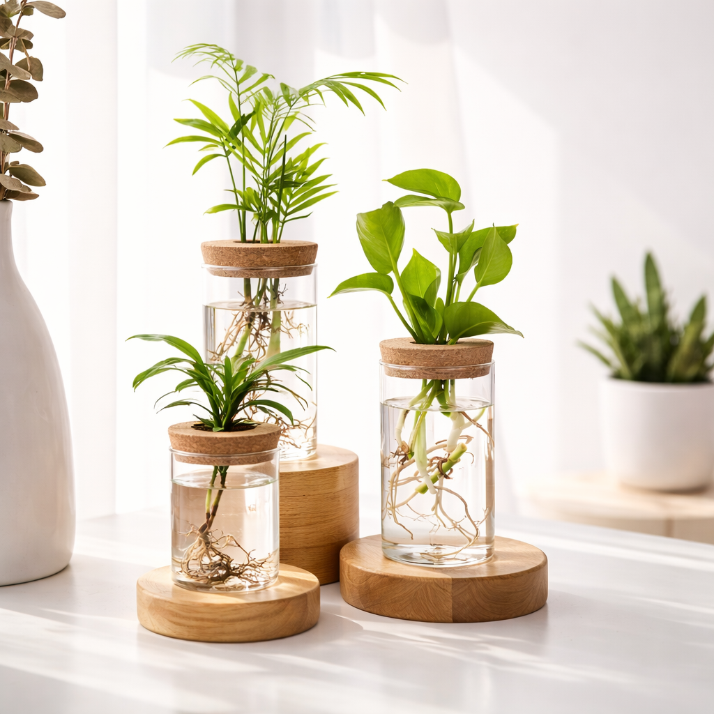 Visconte | Glazen Kweekvaas | Transparant glas, hydroponisch design, plant propagatie vaas voor interieur en kantoor