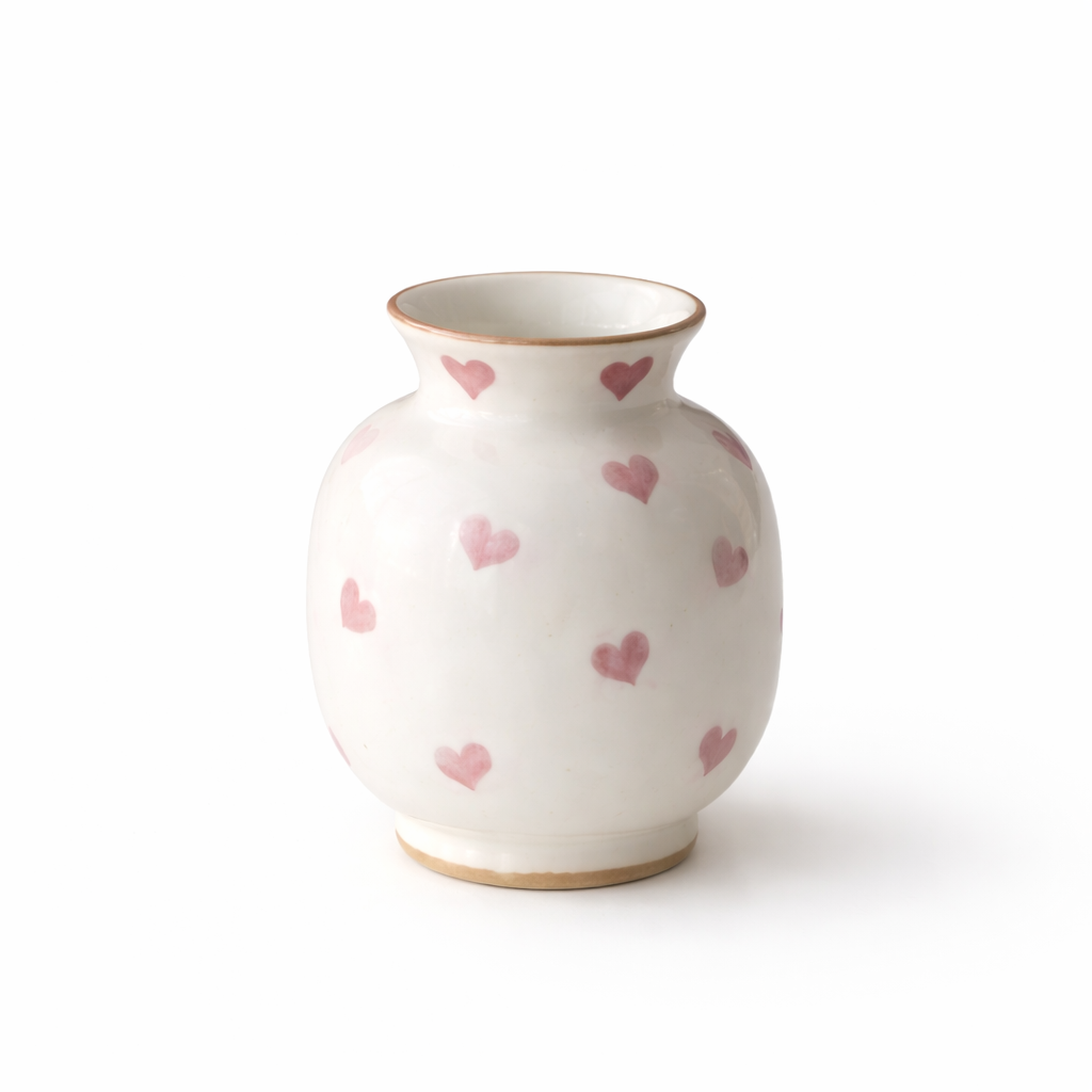 Visconte | Keramische Vaas | Handgeschilderd keramiek, hartvorm design, decoratieve bloemenvaas voor interieur