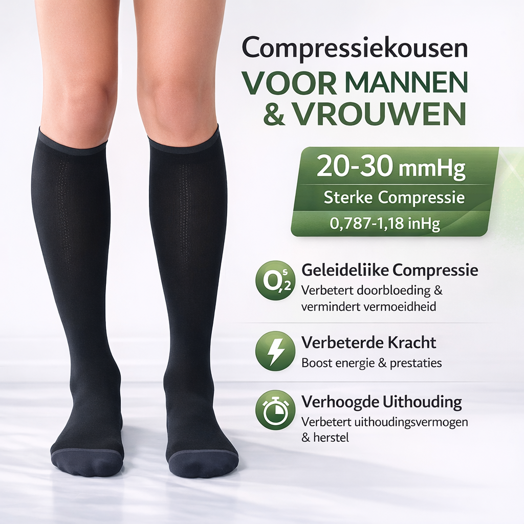 Visconte | Compressiekousen Kniehoog | Elastisch materiaal, 20-30 mmHg compressie, circulatie ondersteuning voor sport en reizen