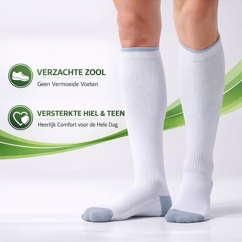 Visconte | Compressiekousen Kniehoog | Elastisch materiaal, 20-30 mmHg compressie, circulatie ondersteuning voor sport en reizen