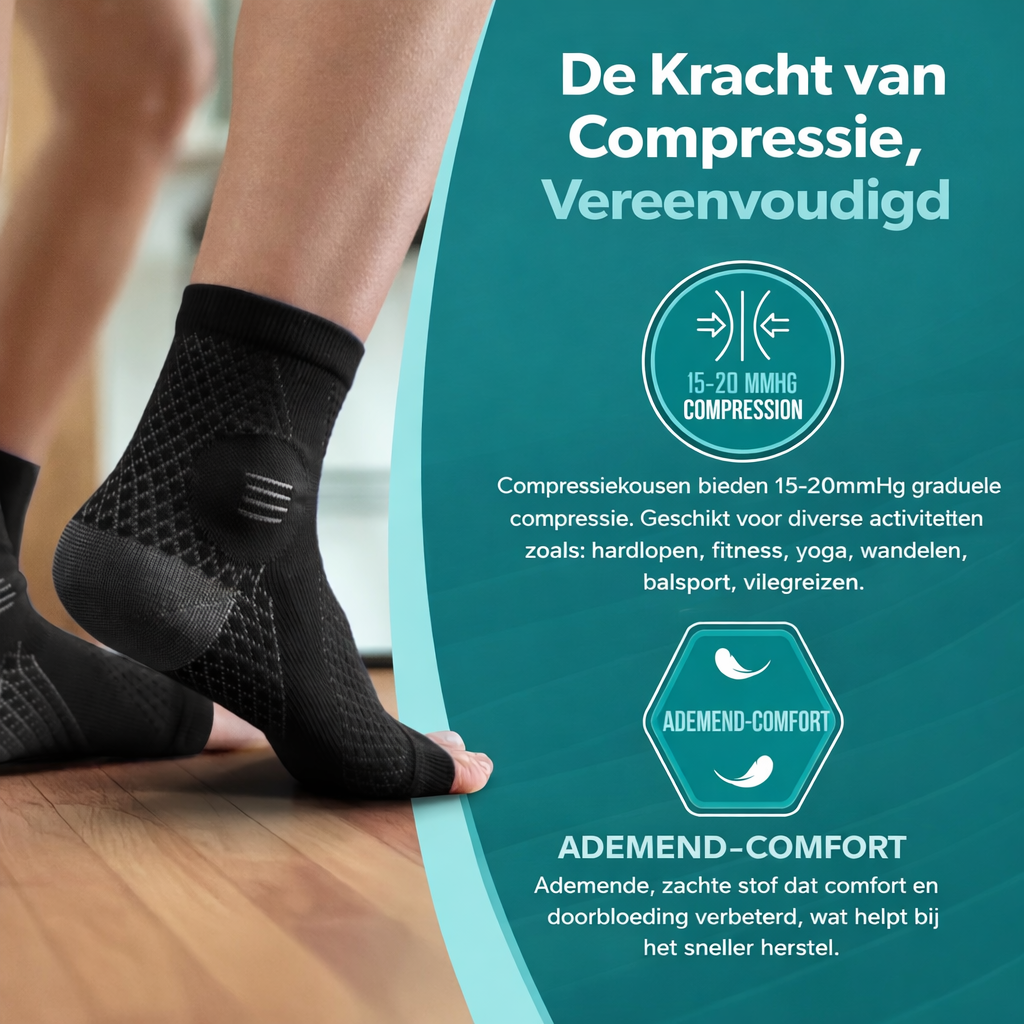 Visconte | Enkel Compressiesokken | Stretch materiaal, open teen design, ondersteuning voor voet en enkel, dagelijks gebruik
