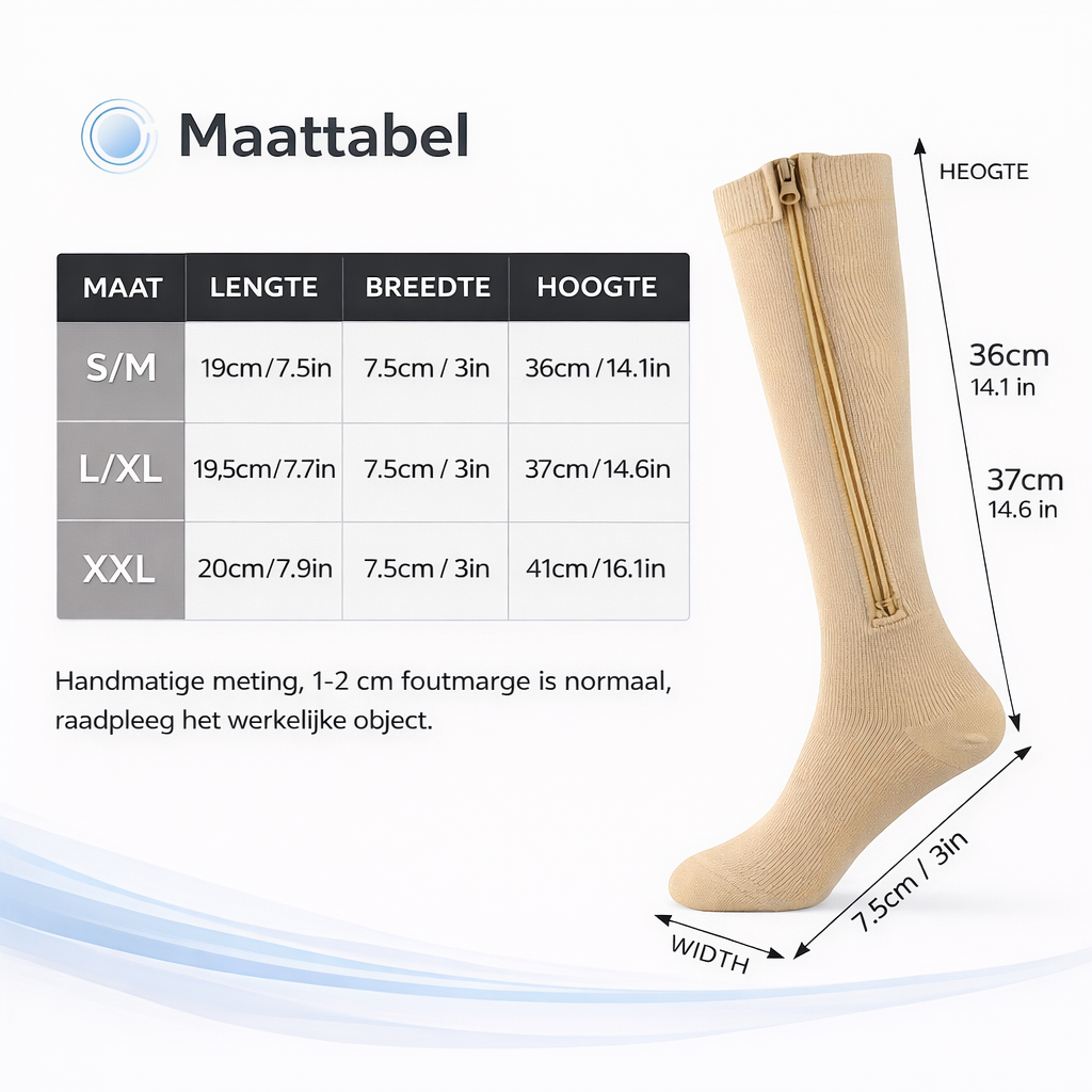 Visconte | Kniehoge Compressiekousen | Elastisch stretch materiaal , 20-30 mmHg compressie