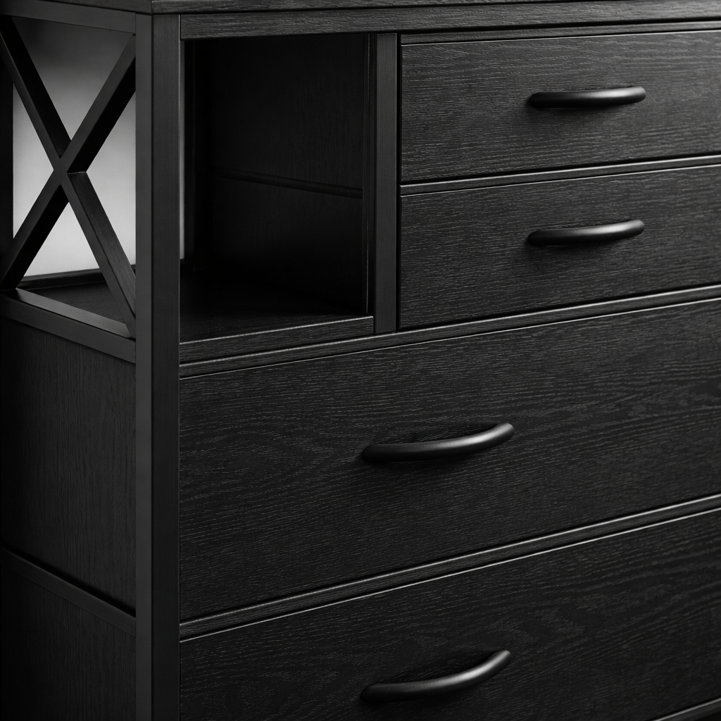 Welcro | Ladekast Dressoir | 8 lades, 140 cm, met USB en AC poorten voor slaapkamer en woonkamer