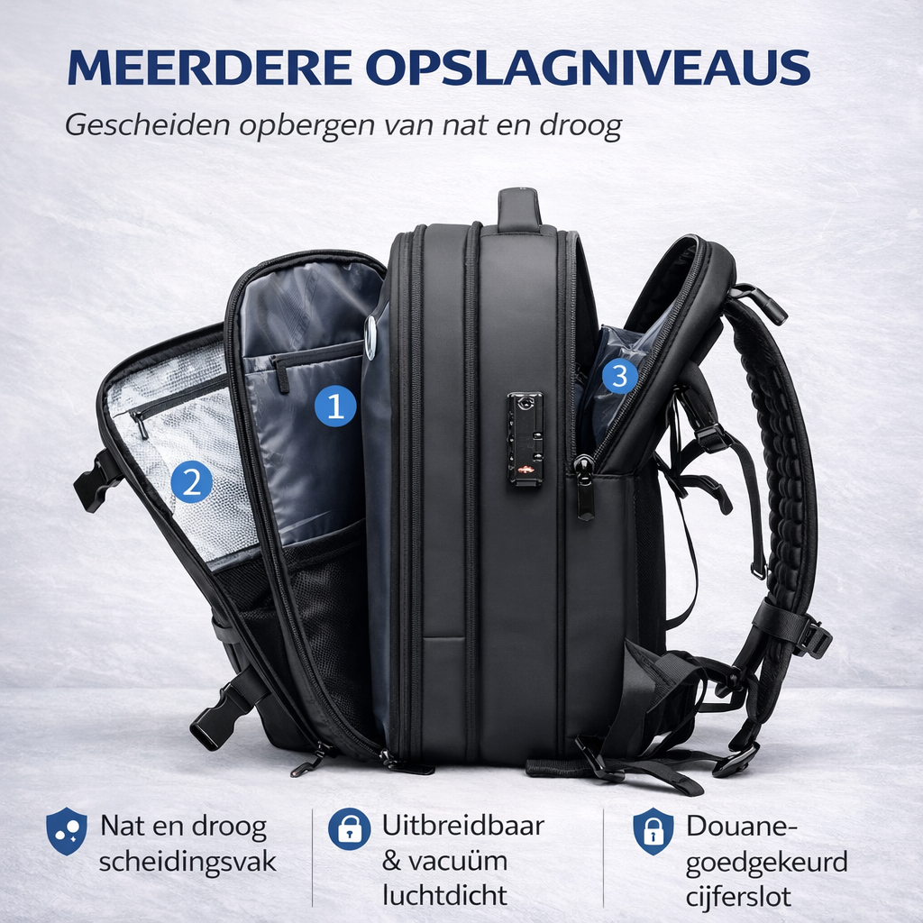 TRAVELPRO+| Laptop Rugzak 17 Inch | Geschikt voor Ryanair Transavia en meer, vacuum compressie design, uitbreidbare rugzak voor werk en reizen