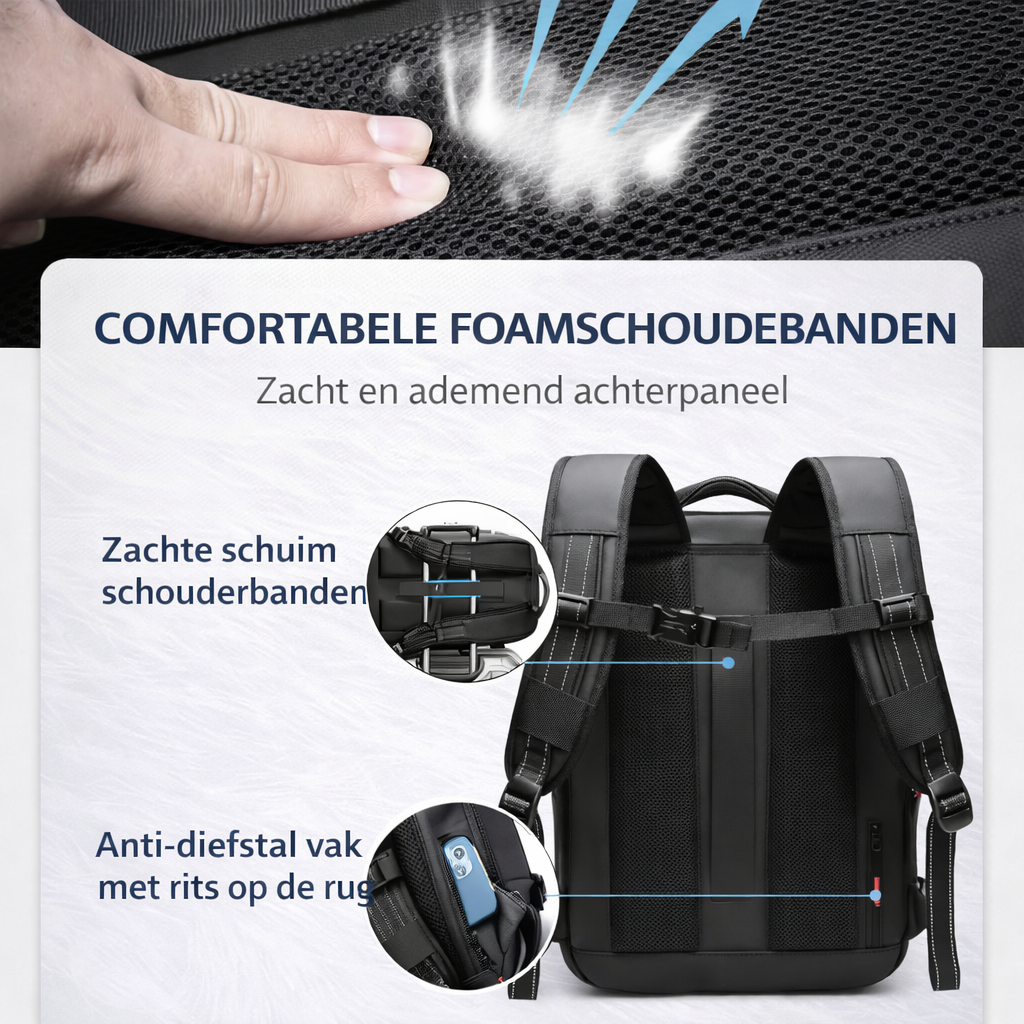 TRAVELPRO+| Laptop Rugzak 17 Inch | Geschikt voor Ryanair Transavia en meer, vacuum compressie design, uitbreidbare rugzak voor werk en reizen