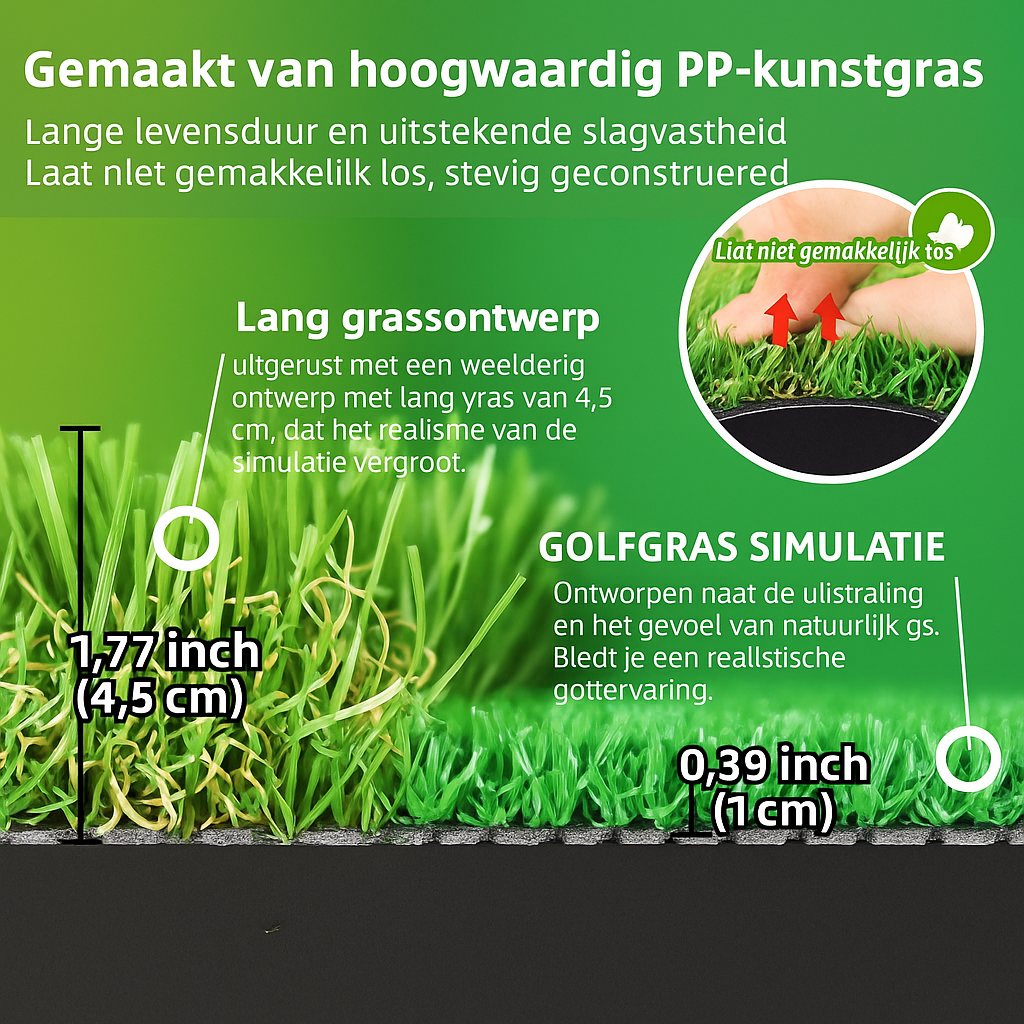 Grote Golf Putting Mat 152×305 cm | Indoor/Outdoor Golfmat | 3 Holes met Vlaggen & Cups voor Oefening