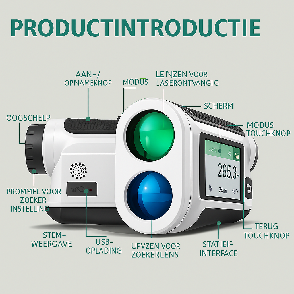 Nohawk – 914m Laser Rangefinder met Display | Golf Afstandsmeter | USB-Oplaadbaar, Slope Compensatie & Trilsignaal