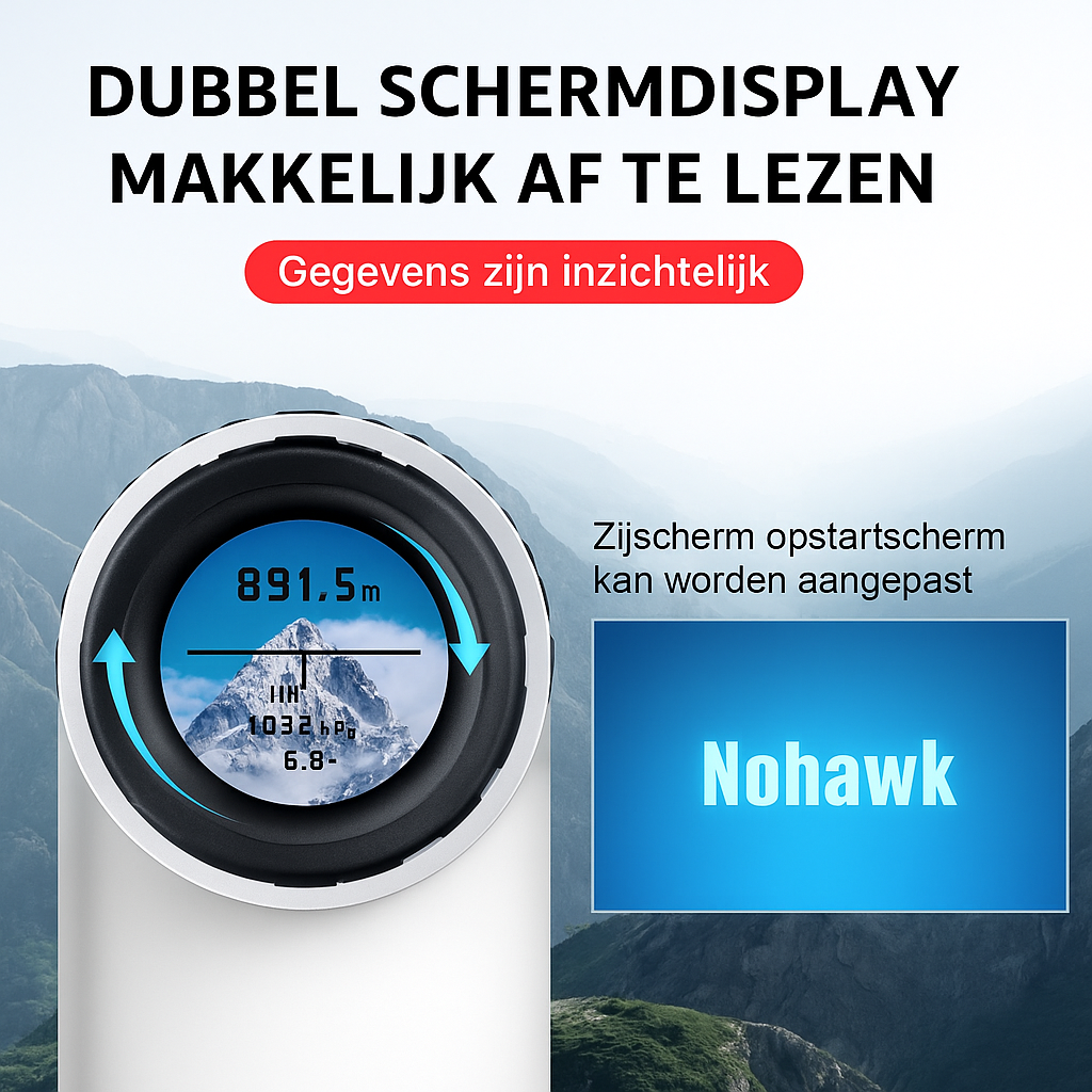 Nohawk – 914m Laser Rangefinder met Display | Golf Afstandsmeter | USB-Oplaadbaar, Slope Compensatie & Trilsignaal