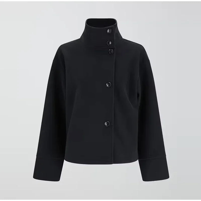 Chique Korte Damesjas voor Herfst – Elegante Kraag en Knoopsluiting, Perfect voor Laagjes, Verkrijgbaar in Meerdere Kleuren