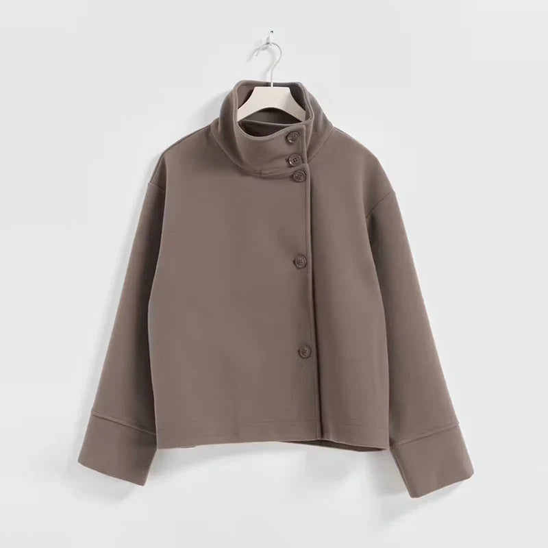 Chique Korte Damesjas voor Herfst – Elegante Kraag en Knoopsluiting, Perfect voor Laagjes, Verkrijgbaar in Meerdere Kleuren