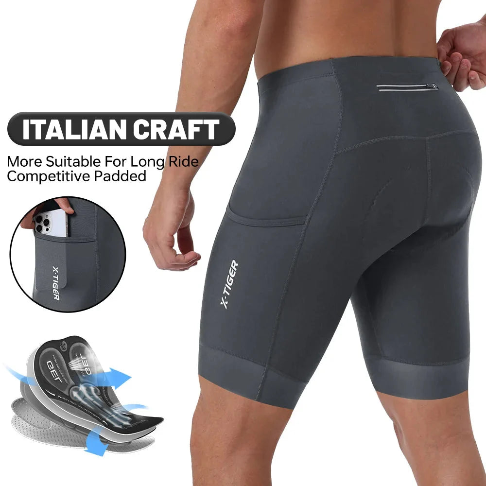 Velonex Heren Fietsbroek met 5D Gel Zeem - Ademende Compressie Wielerbroek met Antislip Beenband en Reflectie - Voor Mountainbike en Racefiets