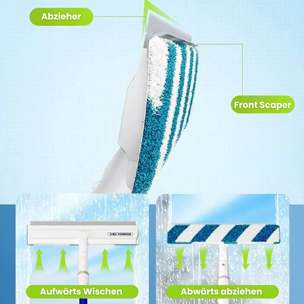 3-in-1 Draaibare Ramenreiniger met Telescoopsteel en Sprayfunctie