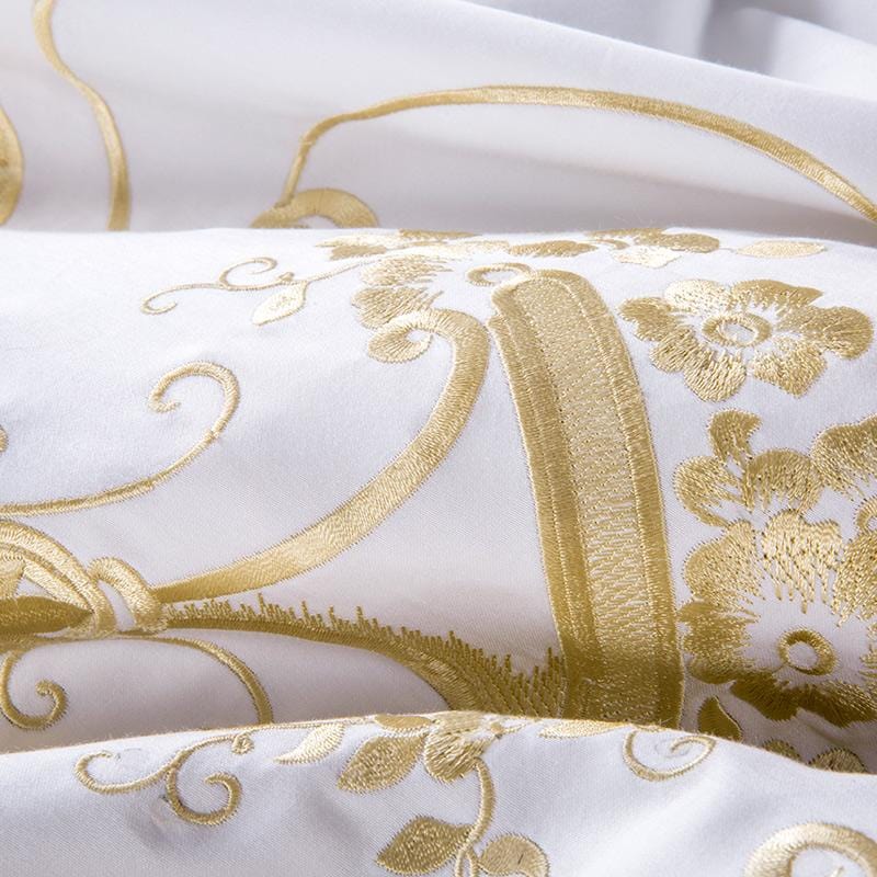 Ivy Gold Forest White and Gold Duvet Cover Set - Egyptian Cotton | Elegant White and Gold - Soft and stylish for every season