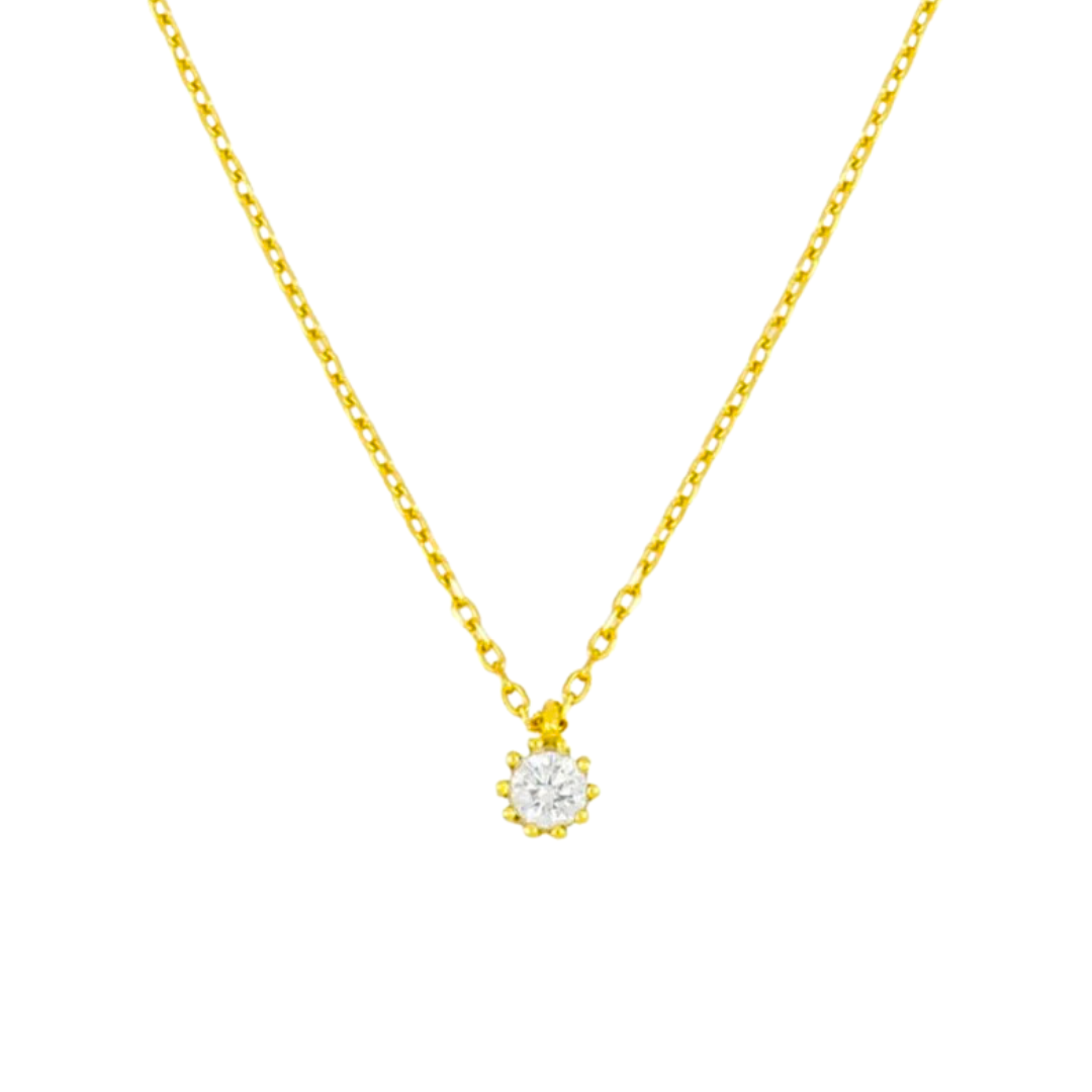 Visconte | Vergulde Dames Ketting Met Hanger - Witte Steen Bedel