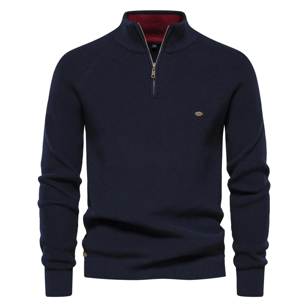 Halden Heren Cardigan met Hoge Col en Rits - Zacht Katoenen Vest met Moderne Snit voor Herfst en Winter - Casual Herenvest in 5 Kleuren