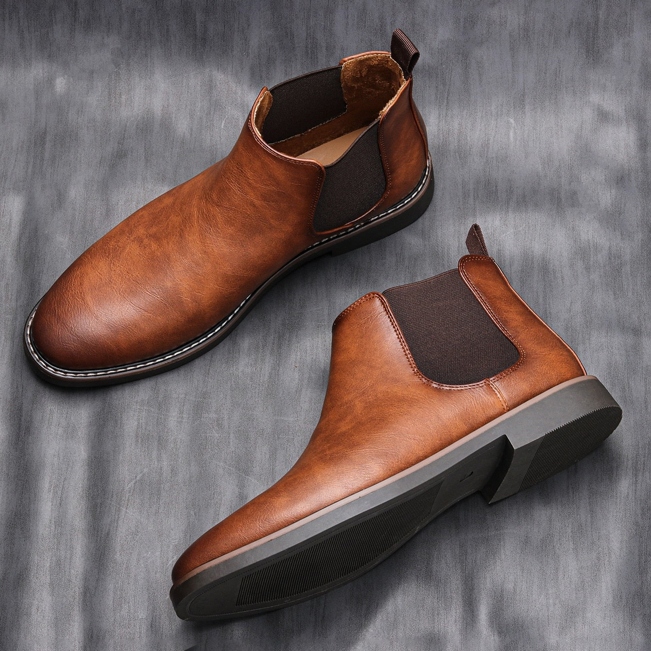 Heren Chelsea Laarzen met Elastische Zijpanelen – Comfortabele en Stijlvolle Boots voor Casual en Formele Gelegenheden