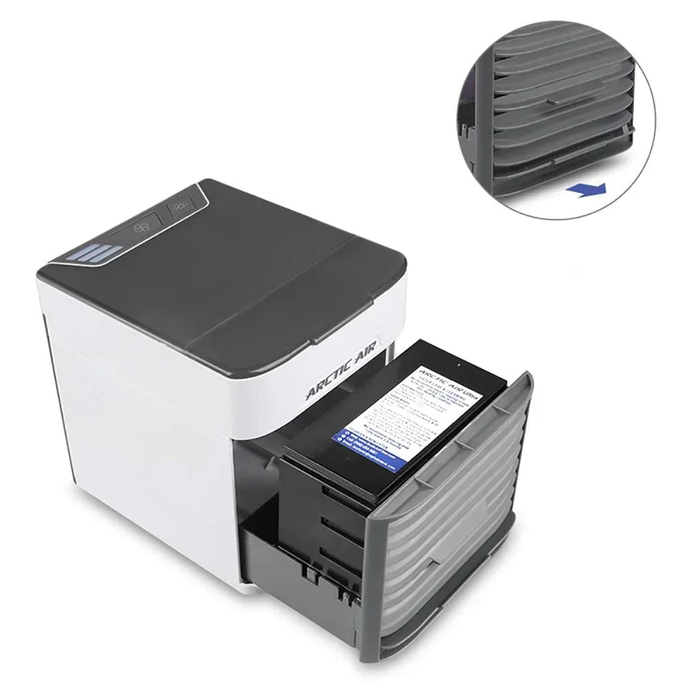 3-in-1 Luchtkoeler met Ventilator, Luchtbevochtiger en Luchtreiniger – Draagbaar, Stil & met LED-nachtlampje