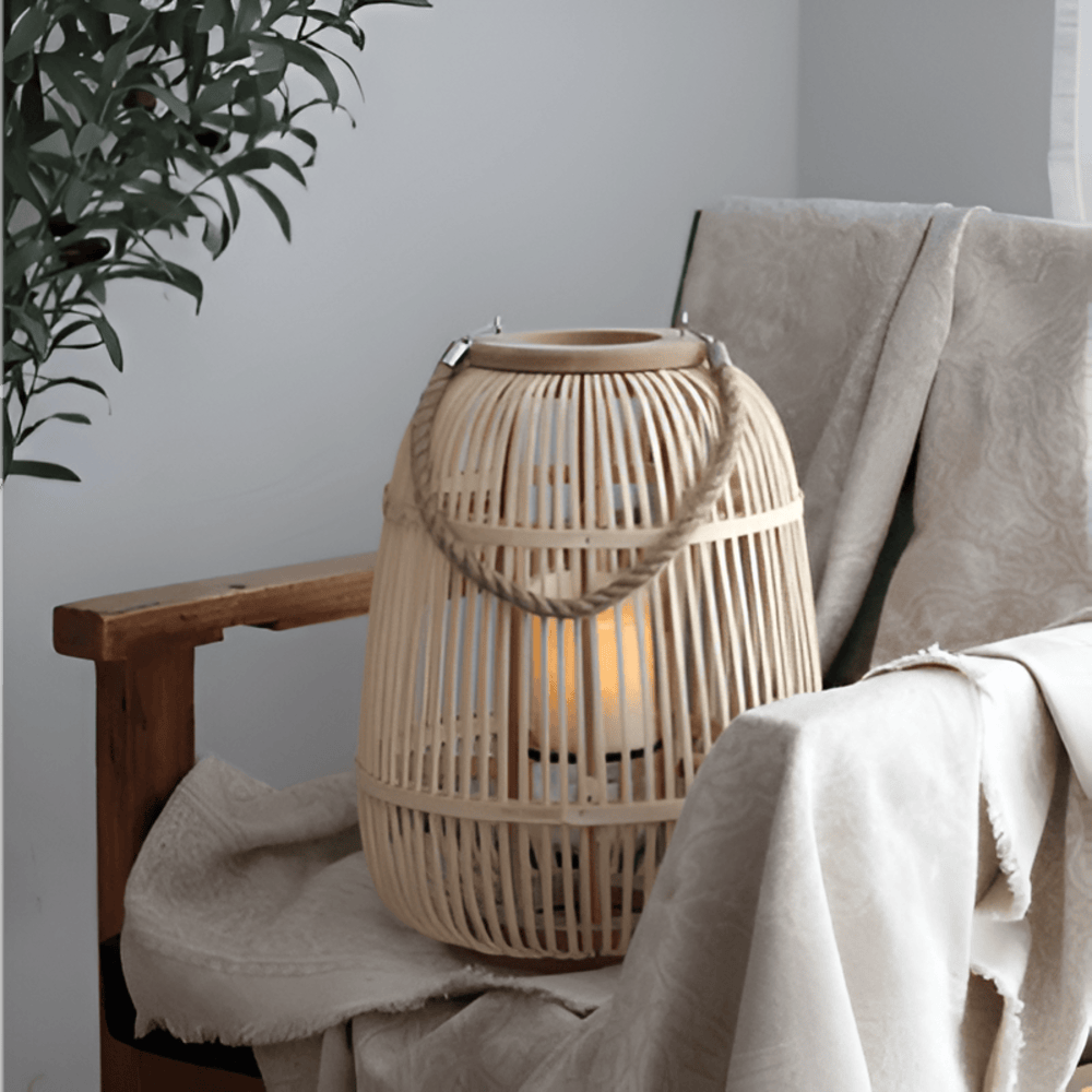 Boho Rattan Lantaarn – Handgemaakte Sfeerverlichting voor Buiten en Binnen