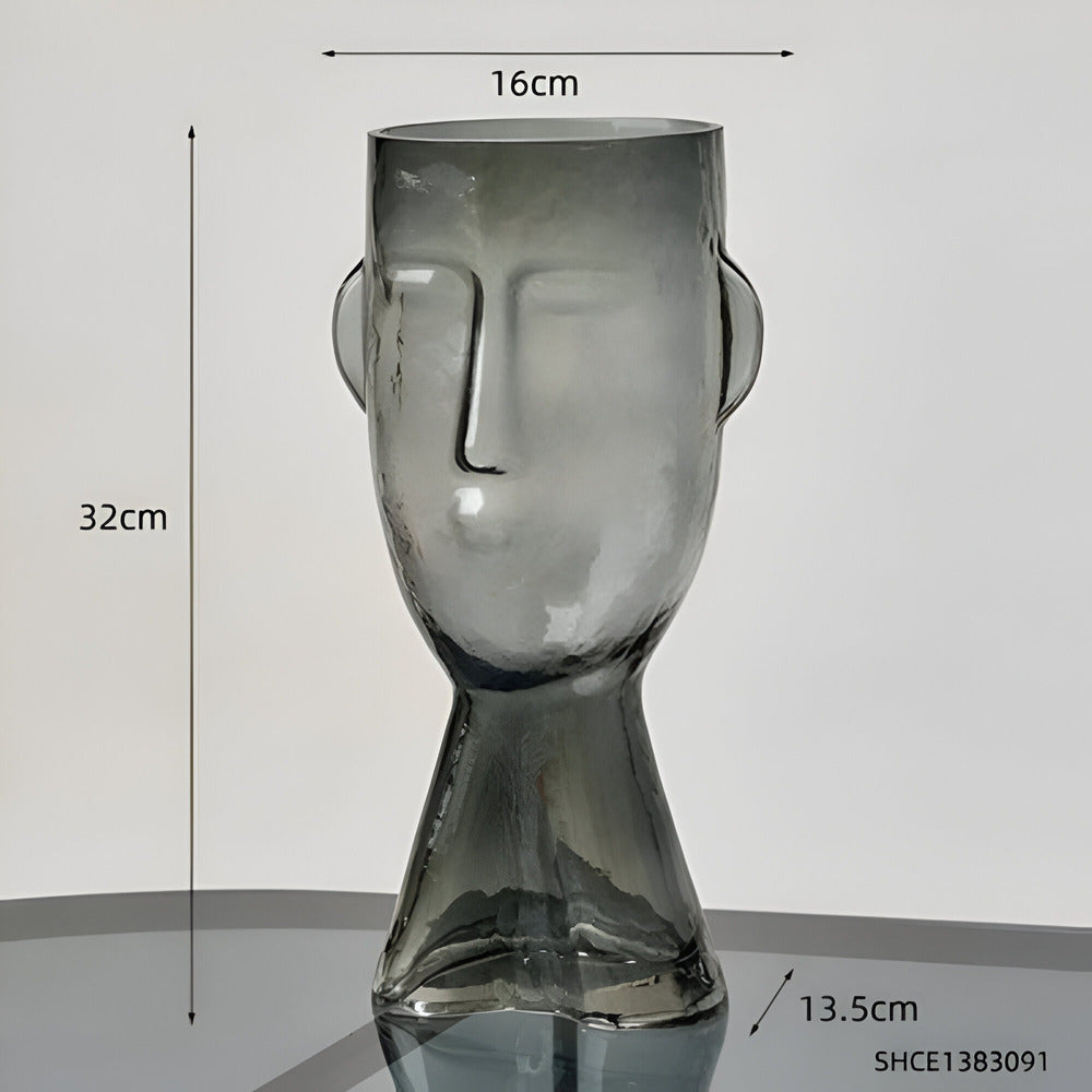 Artistic Head Glass Vase – Unieke Decoratieve Vaas voor Moderne Interieurs