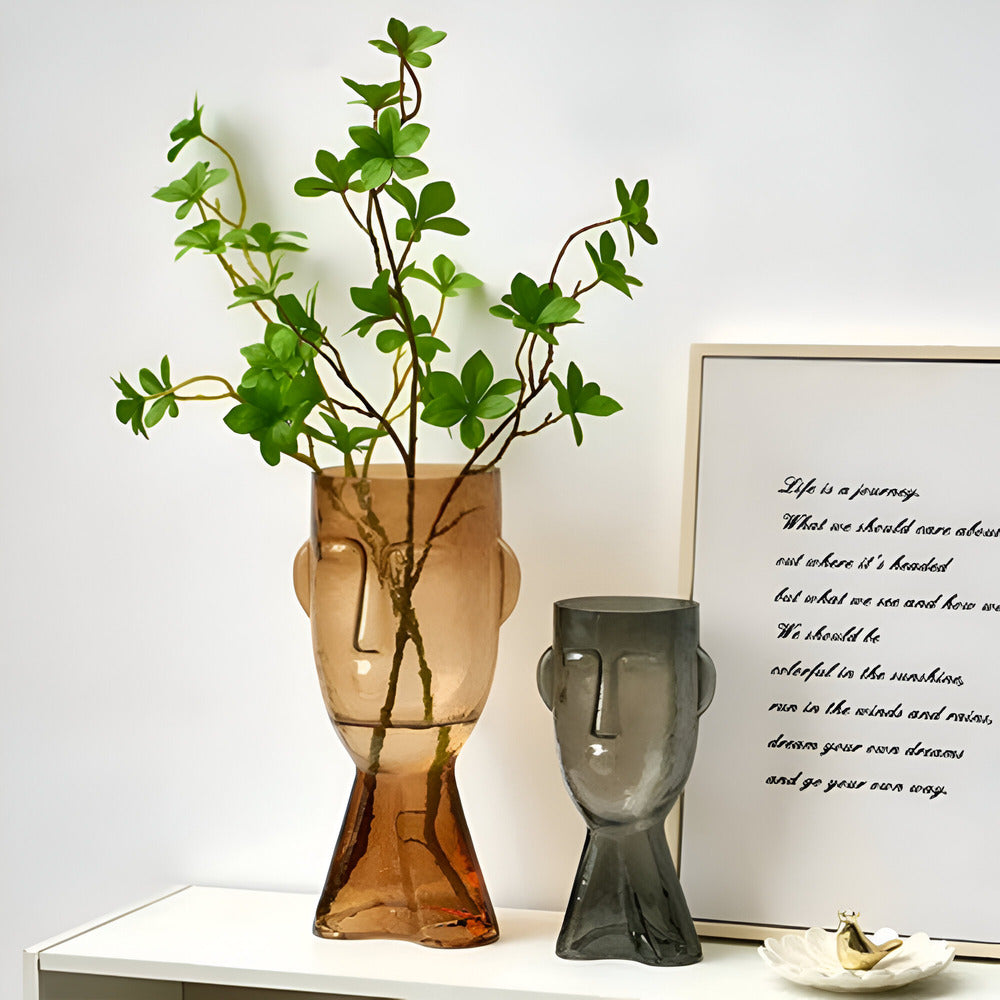 Artistic Head Glass Vase – Unieke Decoratieve Vaas voor Moderne Interieurs