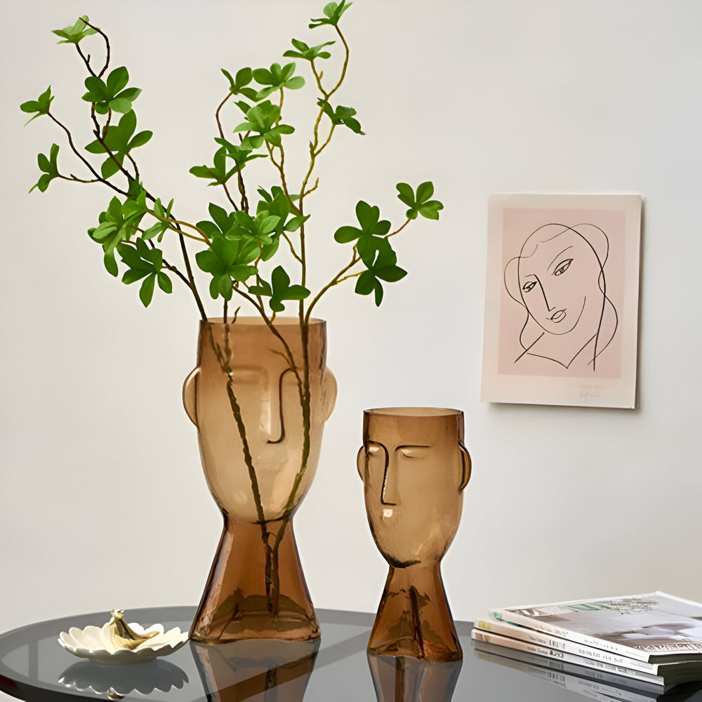 Artistic Head Glass Vase – Unieke Decoratieve Vaas voor Moderne Interieurs