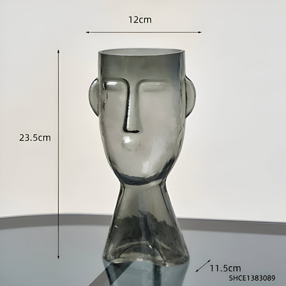 Artistic Head Glass Vase – Unieke Decoratieve Vaas voor Moderne Interieurs