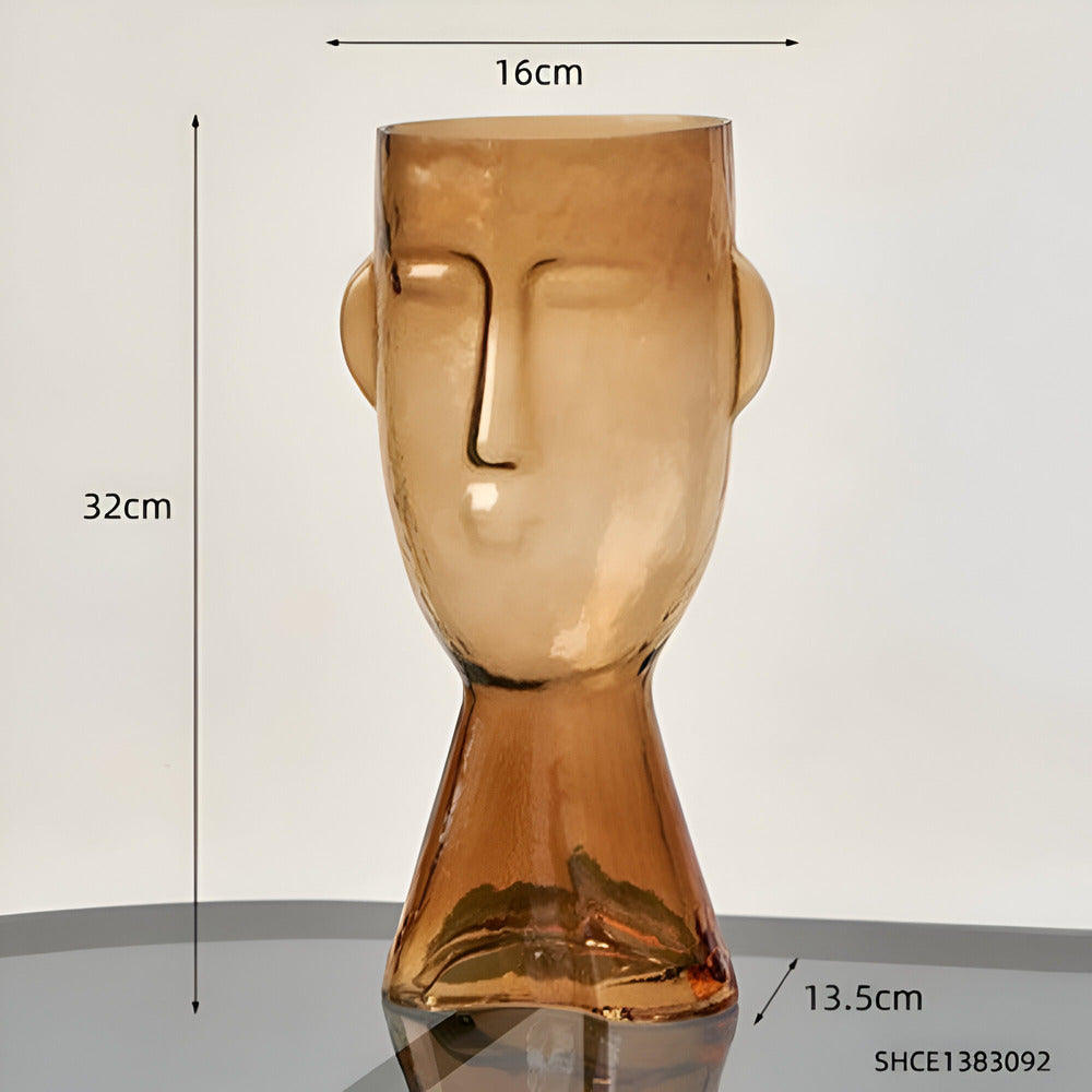 Artistic Head Glass Vase – Unieke Decoratieve Vaas voor Moderne Interieurs