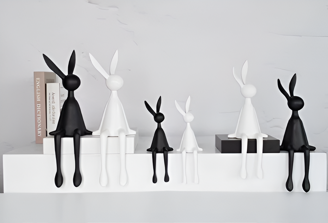 ResinLux Paashaas Beeld – Moderne Elegantie met Speels Karakter