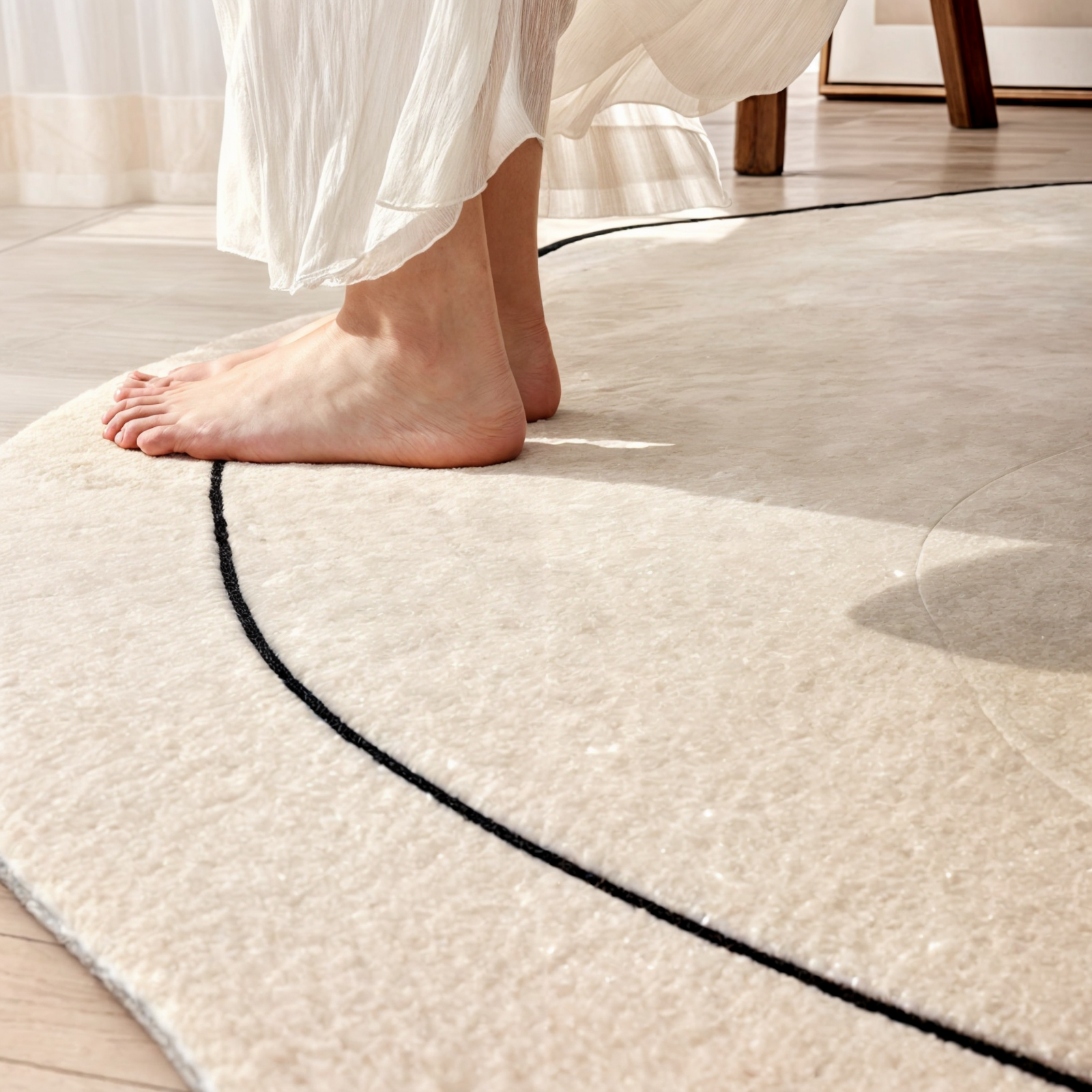 CozyNest Tapijt: Uniek kortpolig wollen vloerkleed met modern design voor elke ruimte