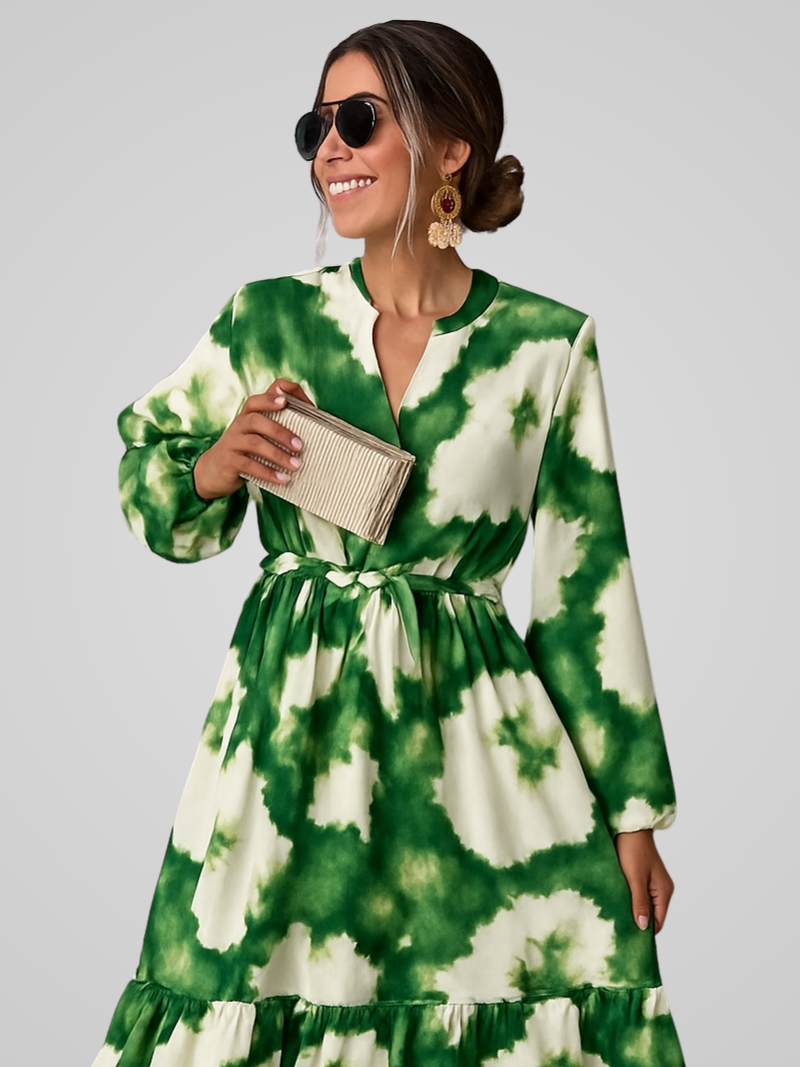 Jade | Boho Groene Maxi Jurk Met V-Hals Voor Zomerse Elegantie