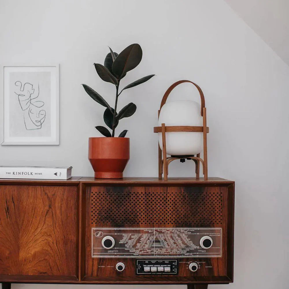 Japandi Tafellamp – Draagbare Glazen Lantaarnlamp voor Sfeervolle Verlichting