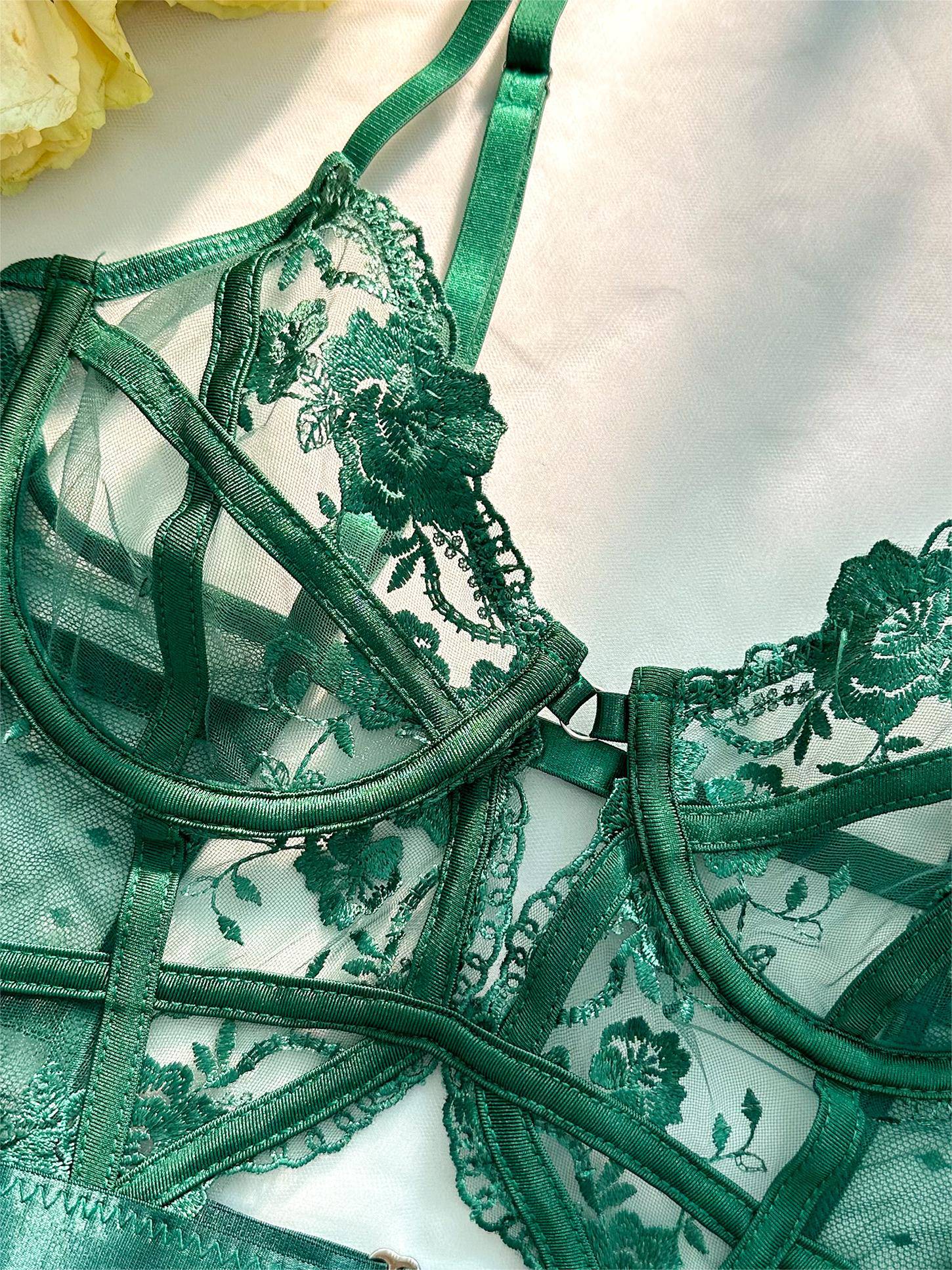 Groene Kanten Body Lingerie met Beugel