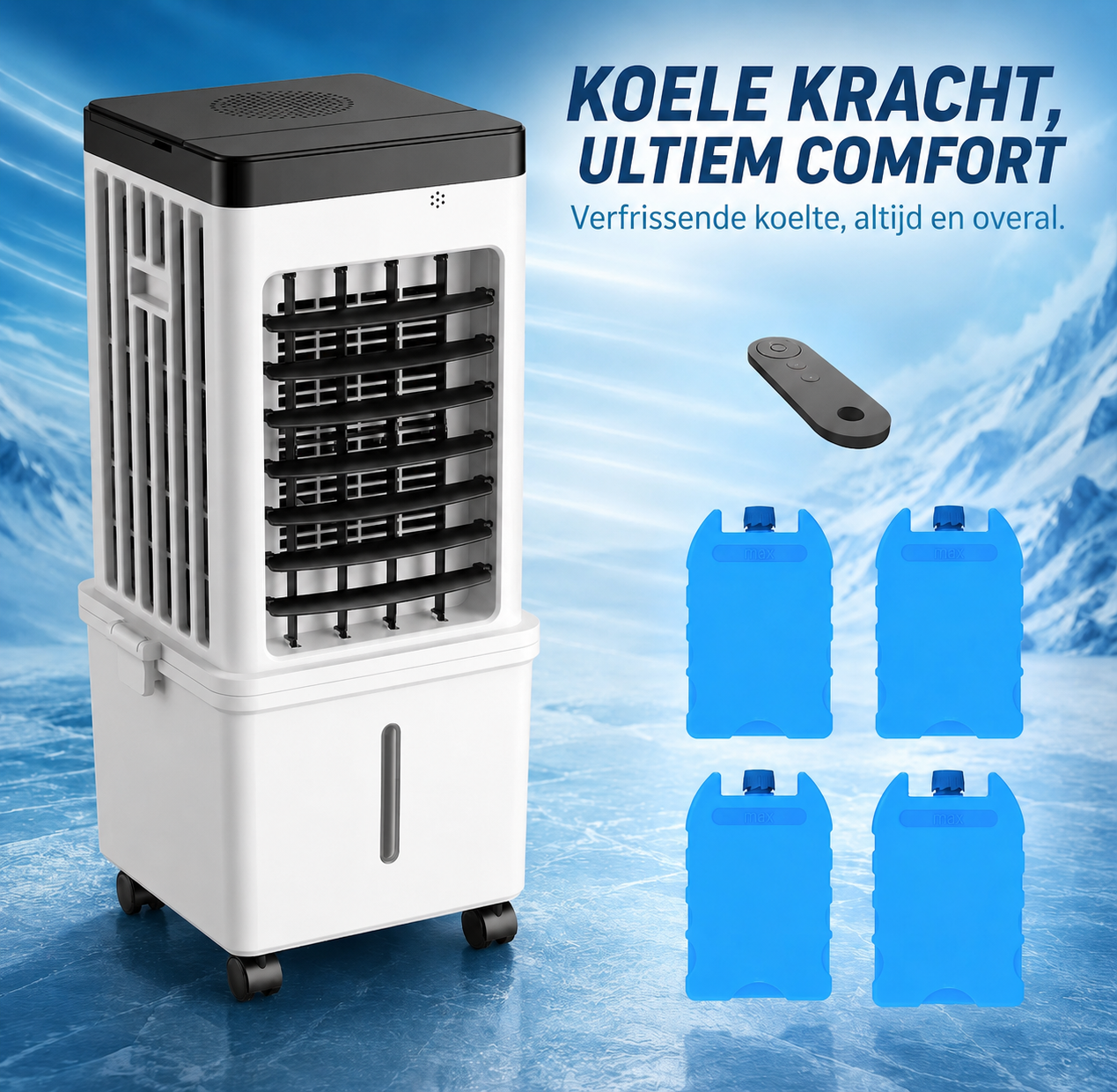 Mobiele Aircooler – 15L watertank met koelelementen en 3 snelheden
