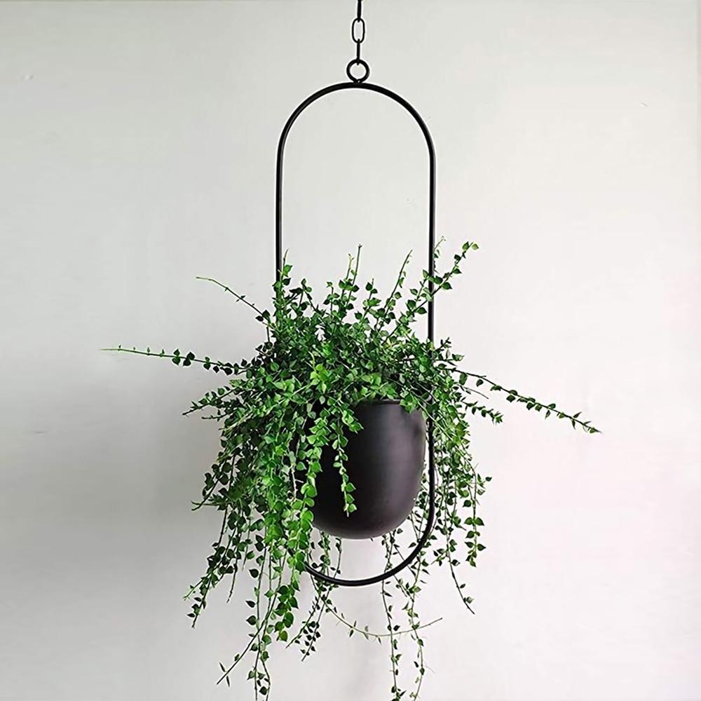 Plant&Tuin | Moderne Minimalistische Plantenhanger van IJzer met Aanpasbare Hangketting – Perfect voor Muurdecoratie