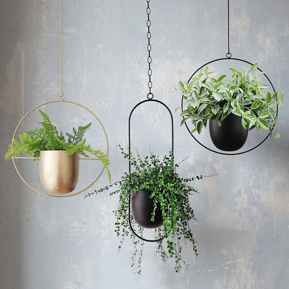 Plant&Tuin | Moderne Minimalistische Plantenhanger van IJzer met Aanpasbare Hangketting – Perfect voor Muurdecoratie