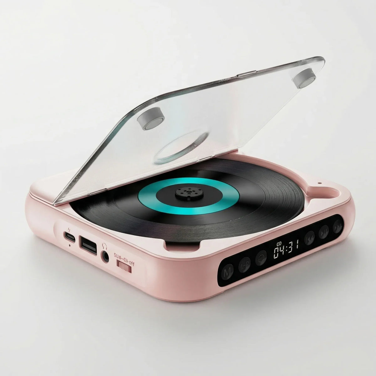Navando Draagbare CD-Speler met Bluetooth - Compact en Licht, voor CD, CD-R, CD-RW en MP3 - Oplaadbaar via USB-C, met 3,5 mm Aansluiting