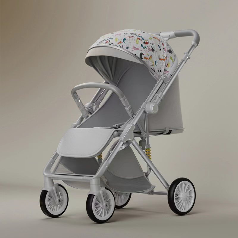 Opvouwbare en Comfortabele Reis Kinderwagen met Multifunctionele Zit- en Ligstand