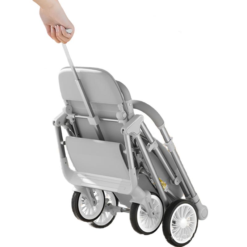 Opvouwbare en Comfortabele Reis Kinderwagen met Multifunctionele Zit- en Ligstand