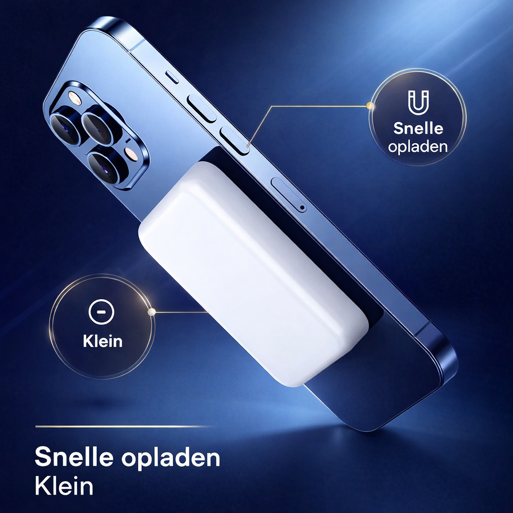 Magnetische Powerbank 20W Draadloos | Supersnel Opladen Zonder Kabels