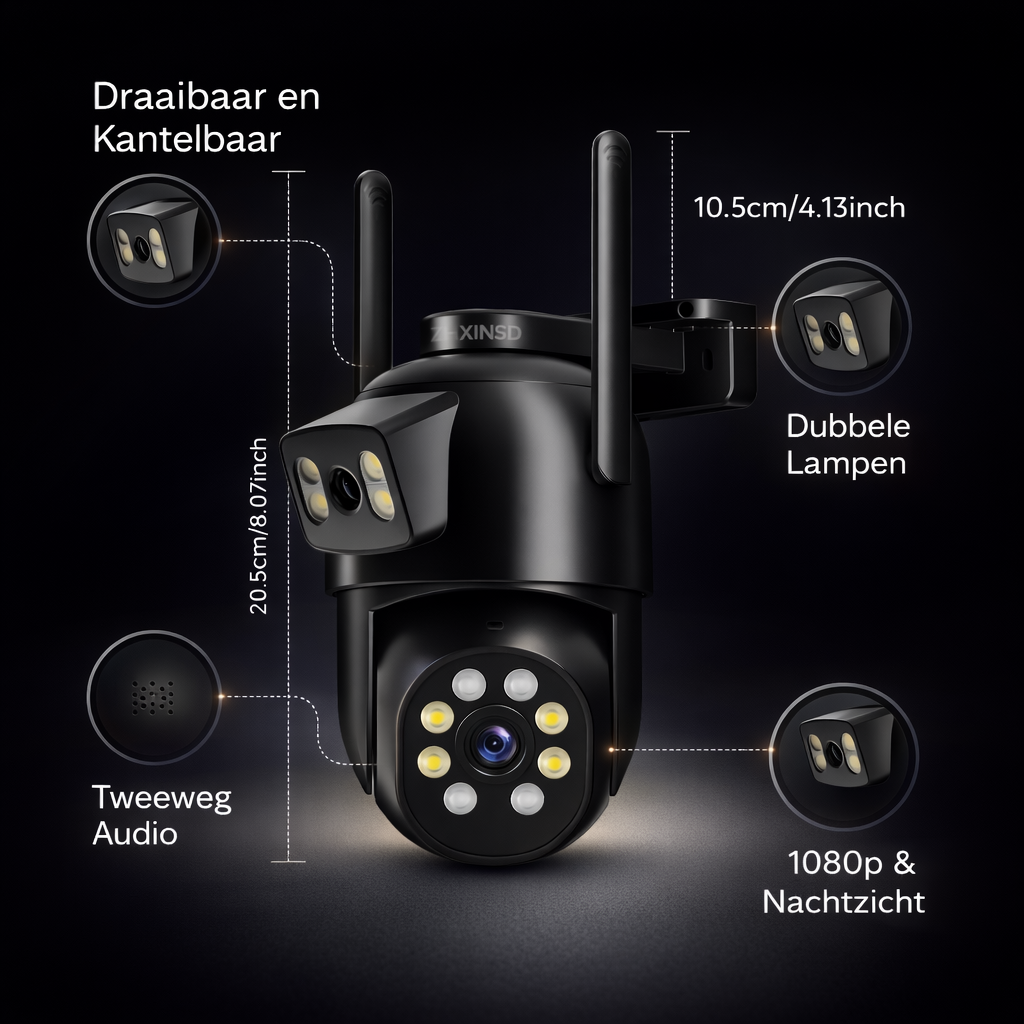 Beveiligingscamera Outdoor | 360° zicht & AI | wifi camera buiten