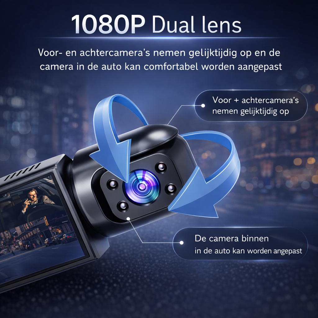 Dashcam 1080P Dual Lens | Nachtzicht & opname | auto camera