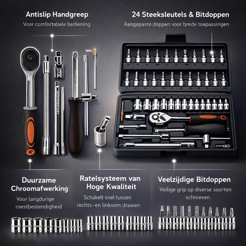 Gereedschapsset Auto 216-delig | Complete kit | ratel set