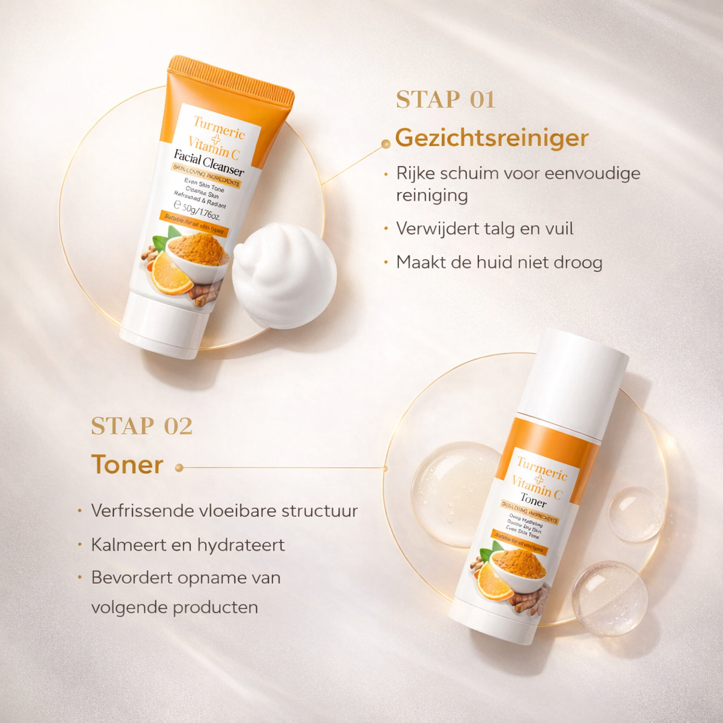 Kurkuma Skincare Set | Verstevigt & hydrateert | huidverzorging set