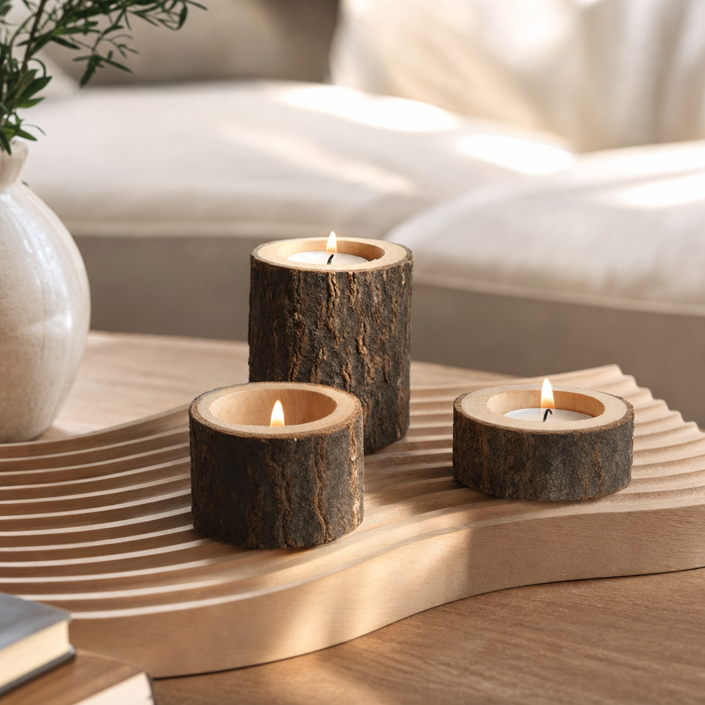 Oakspire | 3 Delige Rustieke Kandelaar Set | kandelaar set houten kandelaars rustieke woondecoratie