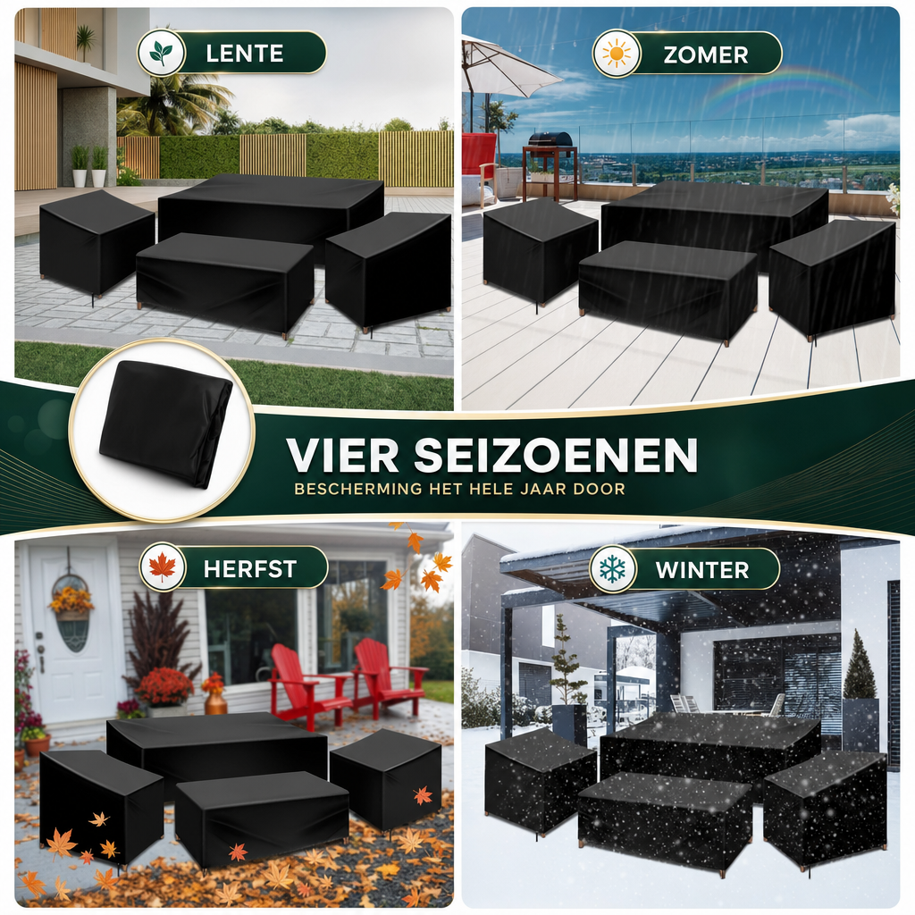 Terrashield | 4 Delige Waterdichte Tuinmeubelhoes Set | tuinmeubelhoes set waterdicht terrasmeubelhoes beschermhoes tuinmeubels